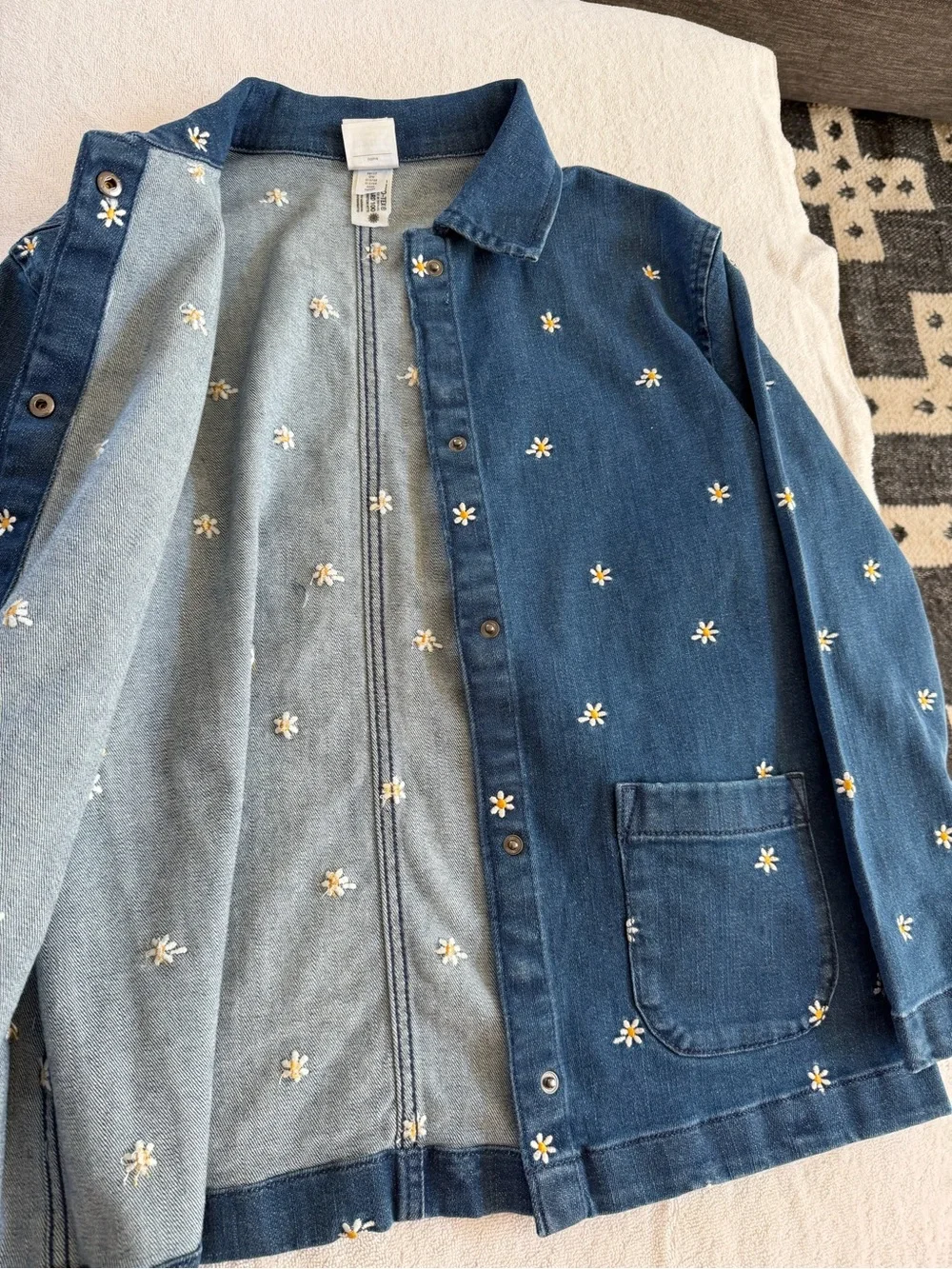 Hanna Andersson Embroidered Daisy Denim - Blue